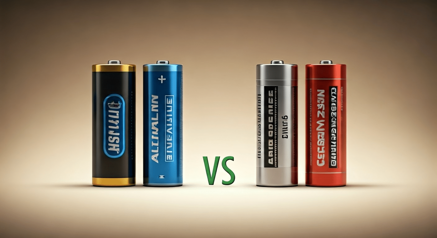 Confronto tra batterie alcaline e zinco carbone.