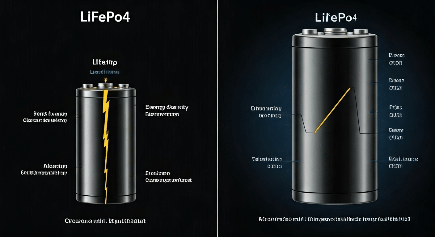 Comparação das baterias LiFePo4 e de íons de lítio.