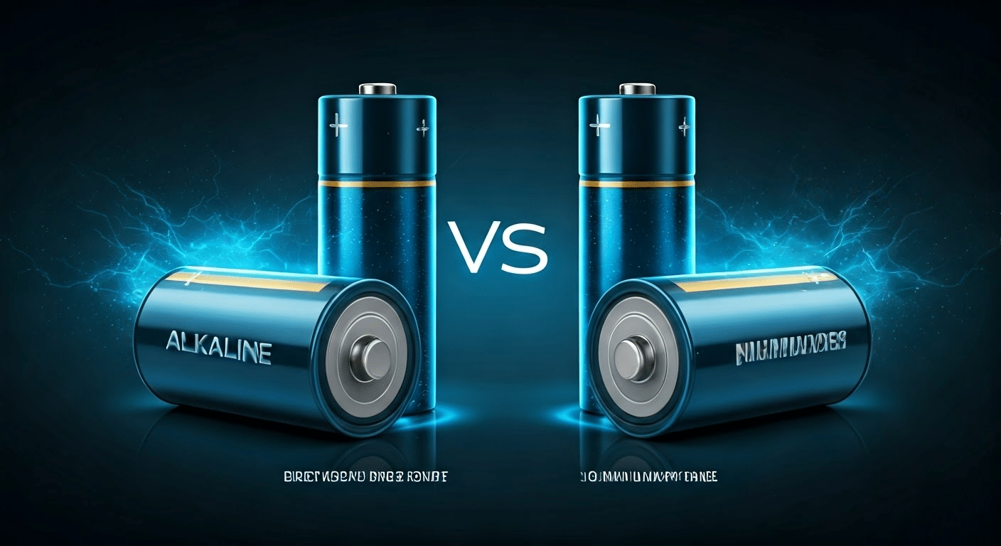 Comparação entre baterias alcalinas e NiMH.